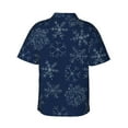 thumbnail image 3 of Picia Snowflake Dark Blue Gentle Cotton Regular Fit Short Sleeve Casual Hawaiian Shirt for Men-XX-Large, 3 of 9