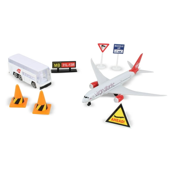 Virgin Atlantic Airways Airport Playset, White - Daron RT1701 - 1/64 Scale Diecast Car and Plane
