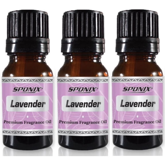 Lavender Fragrance Oil 10 ml / 0.33 oz - 100% Pure by Sponix Made in USA Pack of 3