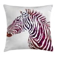 thumbnail image 1 of Animal Throw Pillow Cushion Cover, Ornamental Zebra Profile Silhouette Artistic Striped Safari Theme Artwork, Decorative Square Accent Pillow Case, 16 X 16 Inches, Purple Pink Coral, by Ambesonne, 1 of 2
