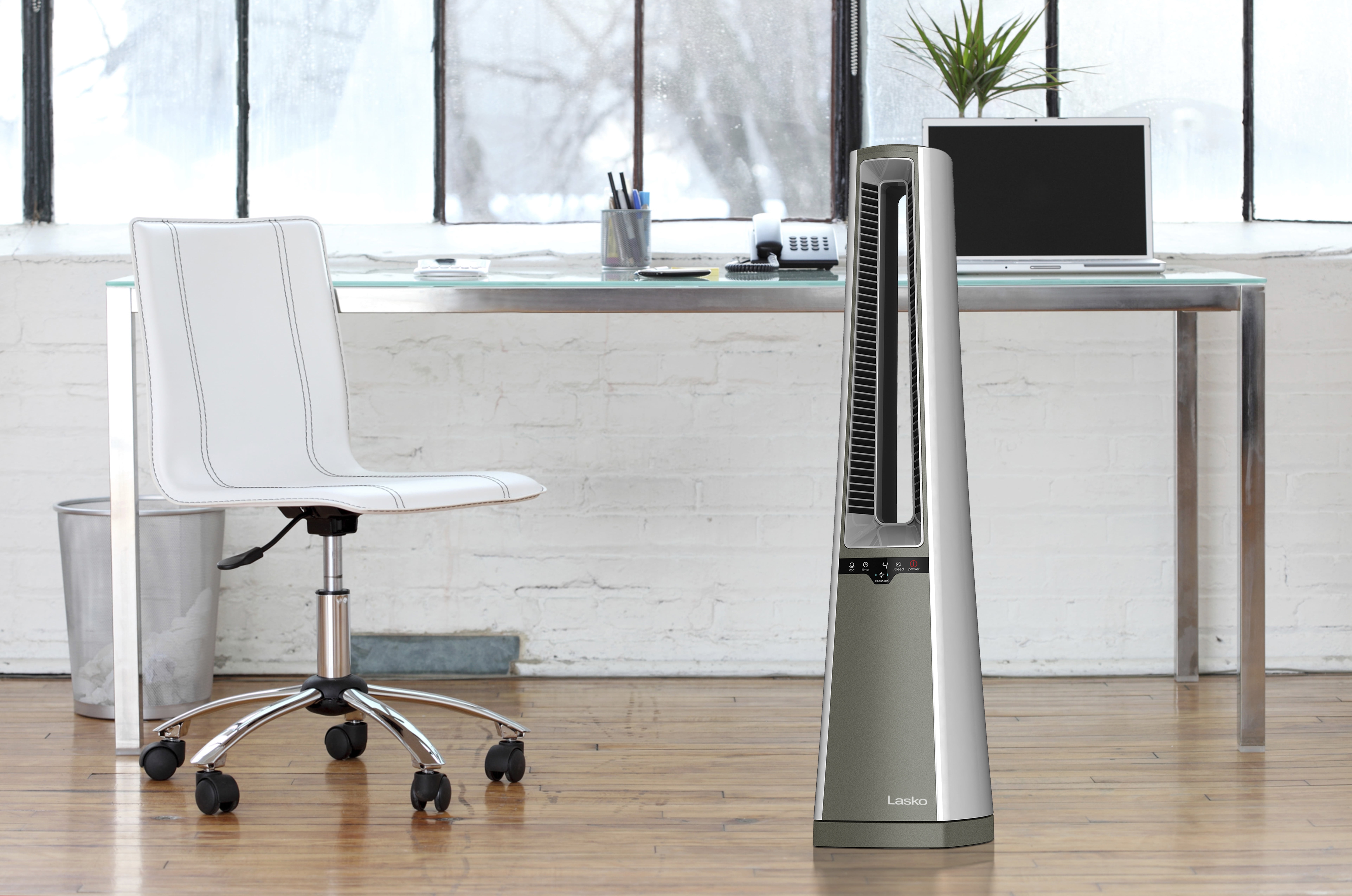 Lasko 4-Speed Oscillating Bladeless Tower Fan with Remote Control, AC615,  Gray - Walmart.com