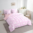 thumbnail image 3 of Homewish 3D Butterfly Printed 7-Piece Bedding Comforter Set,Boho Butterflies Flower King Bedding Sets,Pink White Bed Sheets For Girl Kids,Luxury Bedroom Decor Reversible, 3 of 8