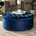 thumbnail image 3 of Baxton Studio Iglehart Modern Tufted Velvet Coffee Table Ottoman in Blue, 3 of 6
