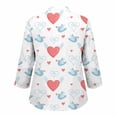 thumbnail image 4 of Gkeoshab Valentine Women's Ruffle Blouse Exquisite Hemp Wrinkled Shirt Boho Casual Mid-Length Long Sleeve Top Blue L, 4 of 4