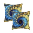 thumbnail image 1 of Velvet Decorative Throw Pillow Covers Set of 2, Soft Square Cushion Cover with Invisible Zipper Gold Fractal Vortex Printing, 18"x18", 1 of 7