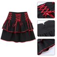 thumbnail image 2 of Women Goth Punk High Waist Pleated Flowy A-Line Mini Skirt Harajuku Contrast Color Crisscross Lace-Up Lolita Streetwear Purple L, 2 of 4