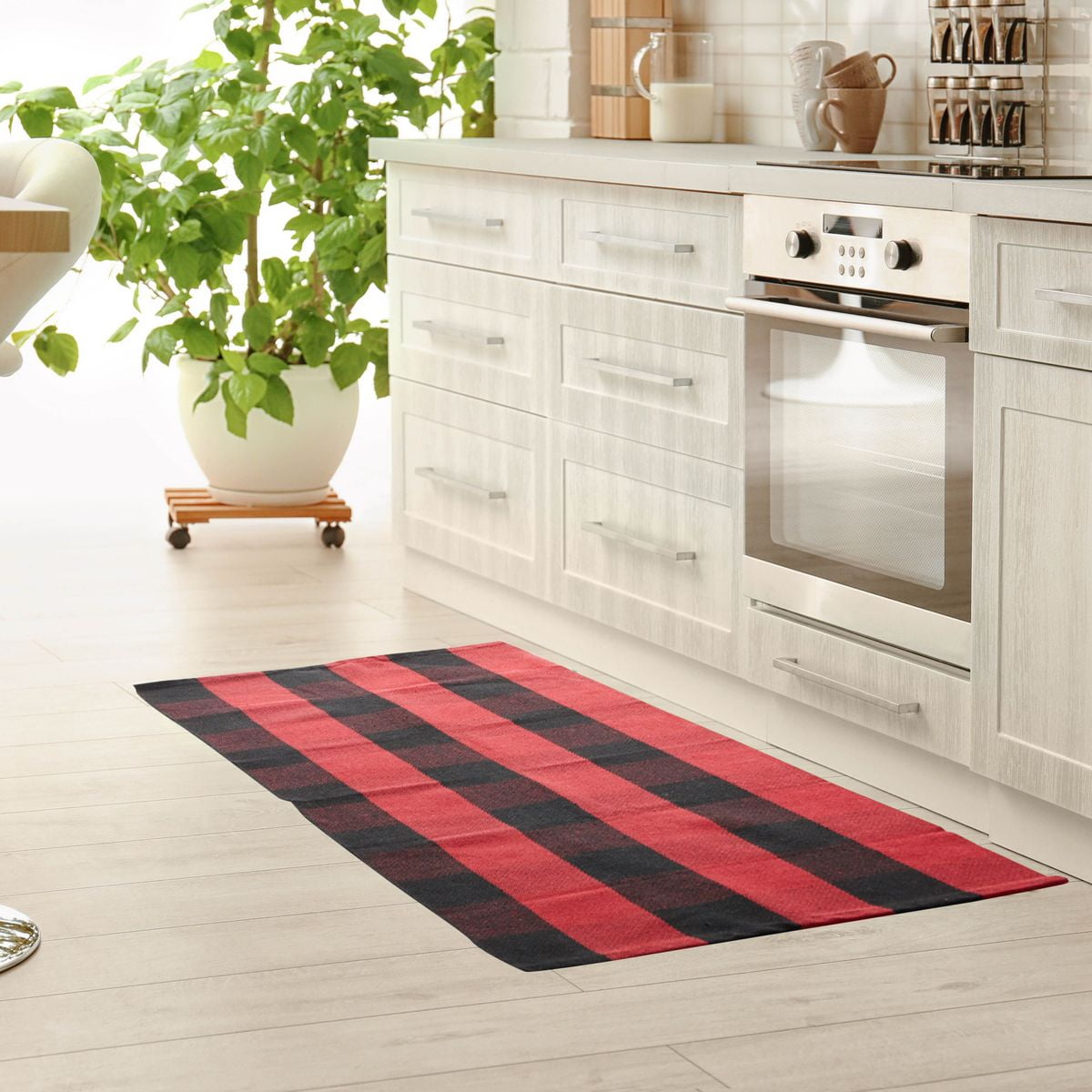 Black And Red Buffalo Plaid Rug 2x4, Red And Black Buffalo Check Kitchen Rug