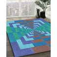 thumbnail image 2 of Ahgly Company Indoor Rectangle Patterned Bright Turquoise Blue Area Rugs, 8' x 12', 2 of 6