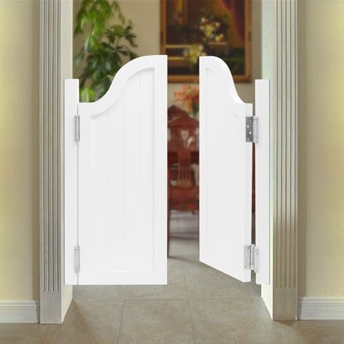 Swinging Door, Saloon Wood Cafe Door, Modern Porch Entrance Half Doors for House Kitchen Partition Doorways Bar with Hardware (White, Dual-Door, 31x35 Inch)$$Tools & Hardware Other