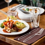 BYSNOW 360 Pack Plastic Silverware, Disposable Cutlery, 150 Forks 150 Spoons 60 Knives, BPA Free Heat Resistant Disposable Silverware, Clear Utensils for Party