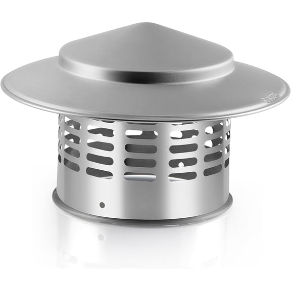 4 Inch 304 Stainless Steel Chimney Cap, Round Chimney Cover with Screen, Stove Pipe Topper for Exterior Fireplace Flue, Furnace Vent (Silver)
