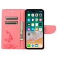 thumbnail image 6 of Feishell Wallet Case for iPhone 14 Pro,Retro PU Leather Butterfly Embossed Pattern Full Protection Anti-Scratch Shockproof Magnetic Clasp Flip Holder Card Slots & Cash Pocket Phone Cover,Pink, 6 of 6