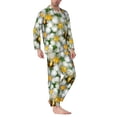 thumbnail image 2 of Naloa Bees and Flower Men’s Pajamas Set - Long Sleeve Button Down Sleep Shirt and Pajama Bottoms Sleepwear Set-Medium, 2 of 7