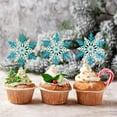 thumbnail image 3 of Snowflake Cupcake Toppers Picks Christmas Silver and Blue for Decorating Winter Cakes 24 Pack, 3 of 5