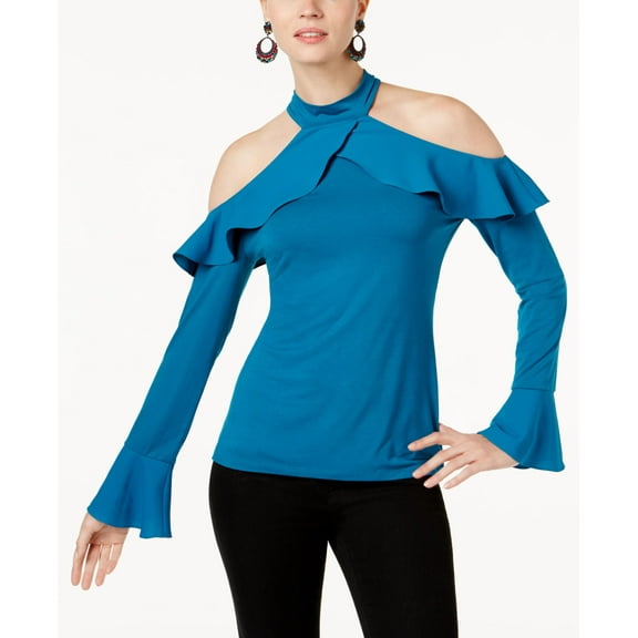 Anna Sui Loves INC International Concepts Cold Shoulder Top True Teal 2XL