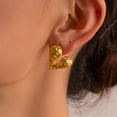 thumbnail image 4 of 18K Gold Plated Stainless Steel heart earrings, Minimalist and stylish, Light up your elegant temperament, 4 of 5