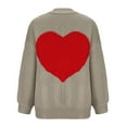 thumbnail image 4 of Lovskoo Cardigan Sweaters for Women Casual Love Pattern Long Sleeve Solid Patchwork Coat Cardigan Blouse Gray, 4 of 7