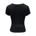 thumbnail image 4 of ZOHIUM Womens Blouse Tshirts Women's Square Neck Going Out Tops Short Sleeve Slim Fitted T Shirts Casual Basic Crop Tops Casual Tops Tshirts for Women Blouses Tshirts Summer Women (Black,M), 4 of 5