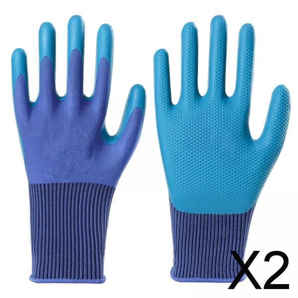2xGuantes de jardinería Guantes Durian Guantes protectores de látex para trabajo Azul Transpirable para transporte, Herramienta de jardinería para 2 piezas