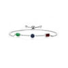 Keren Hanan 925 Sterling Silver 3 Stone Created Moissanite Fully Adjustable Bracelet by Gem Stone King Oval Round Octagon Nano Emerald Sapphire and Garnet (2.13 Cttw)