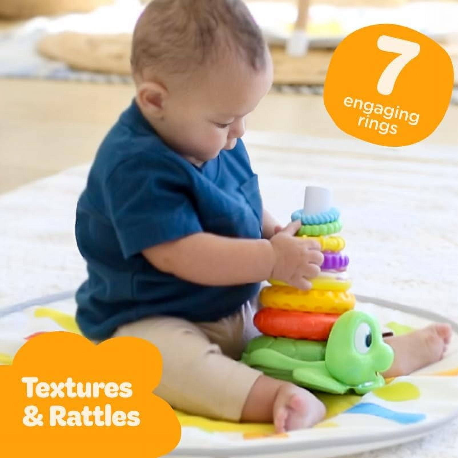 Move2Play, Turtle Stacking Toy, Includes 7 Unique Rings, Montessori Development, Baby Toy, Gift for 1 Year Old Boys & Girls, Ages 0-6+, 9, 10, 12, 18+ Months