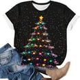 thumbnail image 4 of Craaazy Women's Shirts Christmas Printed Crew Neck Short Sleeved Top Gifts, 4 of 5