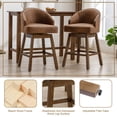 thumbnail image 5 of Villeston Swivel Bar Chair With Backrest Sets of 2, Leather Kitchen Stool With Wooden Legs And Footrest，Coffee, 5 of 7