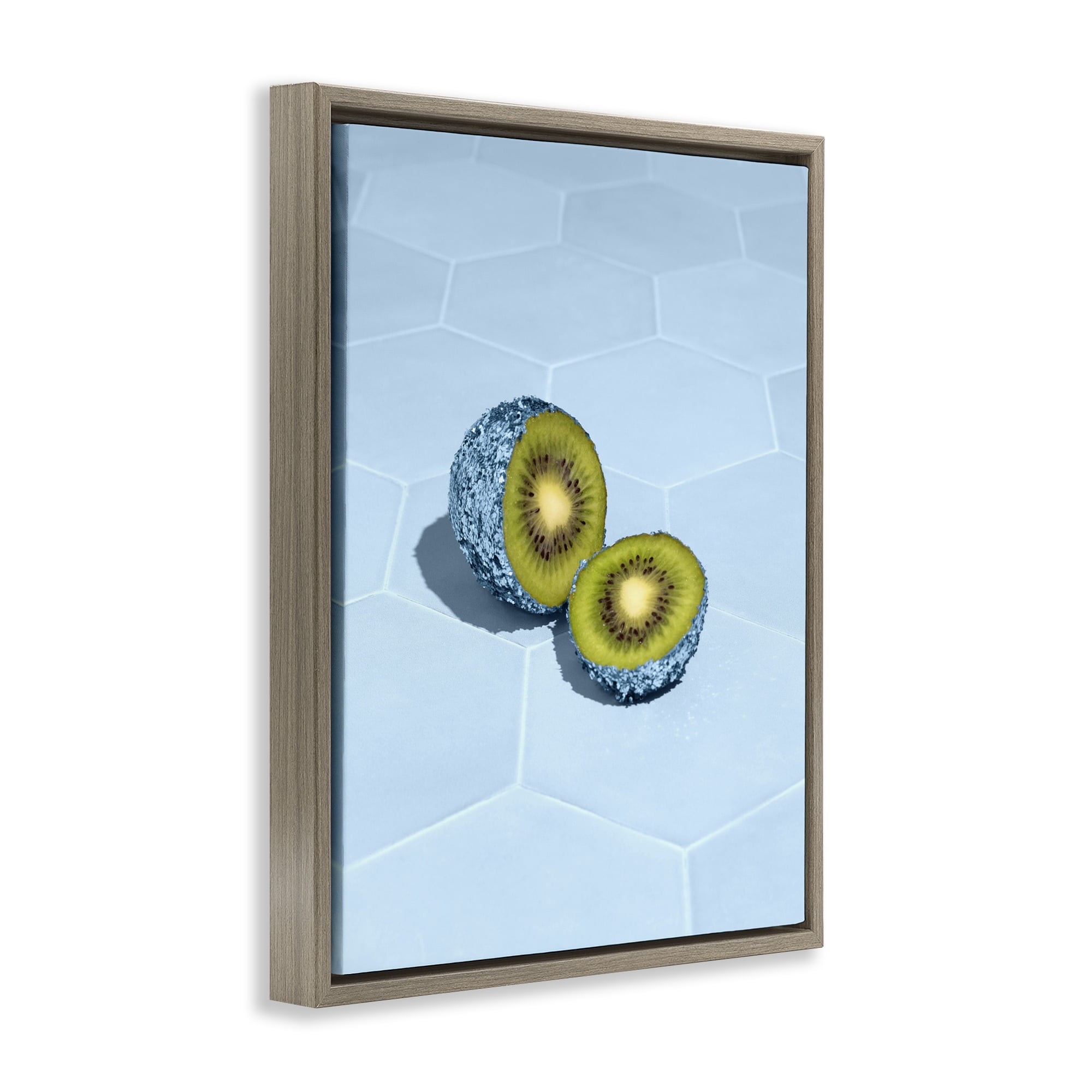 Stupell Industries Blue Glimmer Kiwi Brown Framed Floater Canvas Wall Art, design by LISH Creative