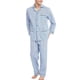 thumbnail image 4 of GLOBAL Conjuntos de Pijamas de Algodón para Hombre, Ropa de Dormir de Manga Larga con Botones, Ropa de Dormir Cómoda, Conjunto de Pijama Suave con Rayas Azules y Negras S, 4 of 5