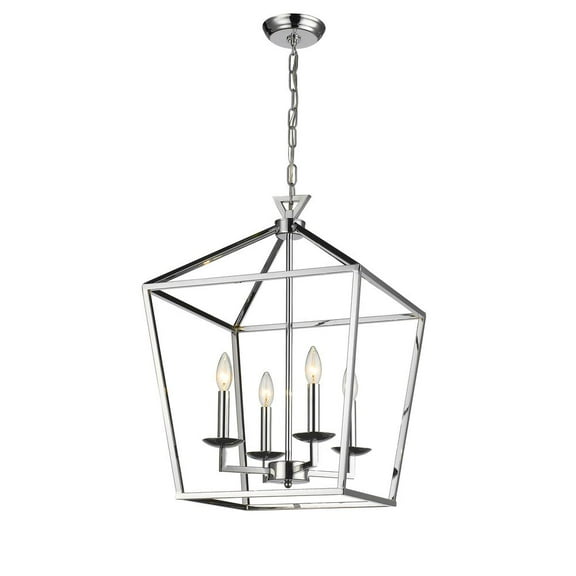 Bethel International Chandelier Shiny Nickel Metal