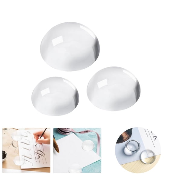 Elegant Polished Glass Hemisphere Paperweights,Clear Half Ball Design for Modern Desk Decor,Office Gift,and Calligraphy,Set of 3 in 1.57/1.97/2.36 inch