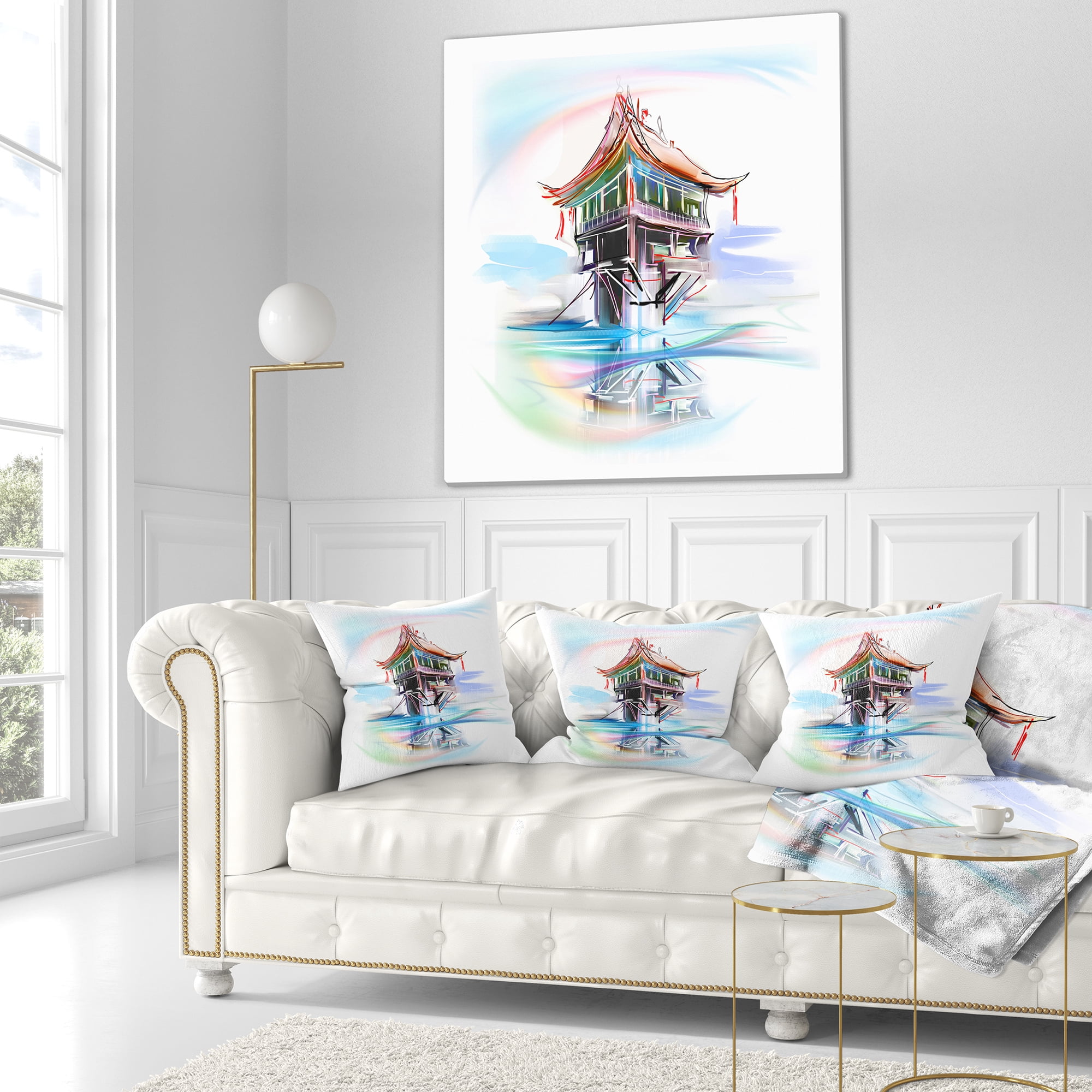 Designart Pagoda in Vietnam - Abstract Throw Pillow - 18x18