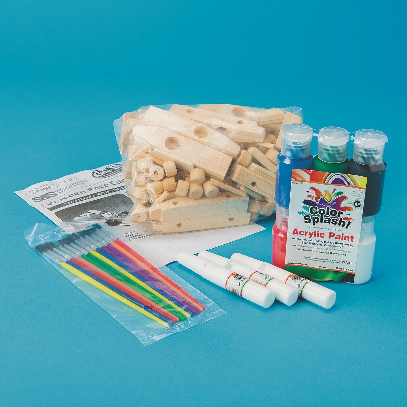 Wooden Race Cars Craft Kit (Pack of 12)