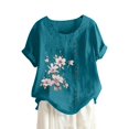 thumbnail image 1 of CHOK Womens Tops Boho Cotton Linen T-Shirts Tops Loose Pullover Blouses Light Gray L, 1 of 4
