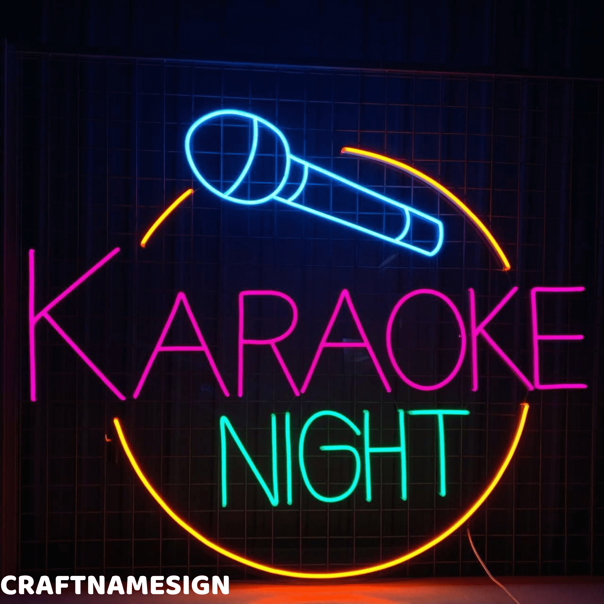 Craftnamesign Karaoke Night Neon Sign, Karaoke Bar Wall Decor, Open Sign Wall Art
