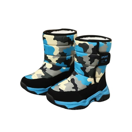 

Tenmix Unisex Casual Warm Shoe Walking Non-Slip Camouflage Winter Shoes Snow Boot Blue 4.5Y
