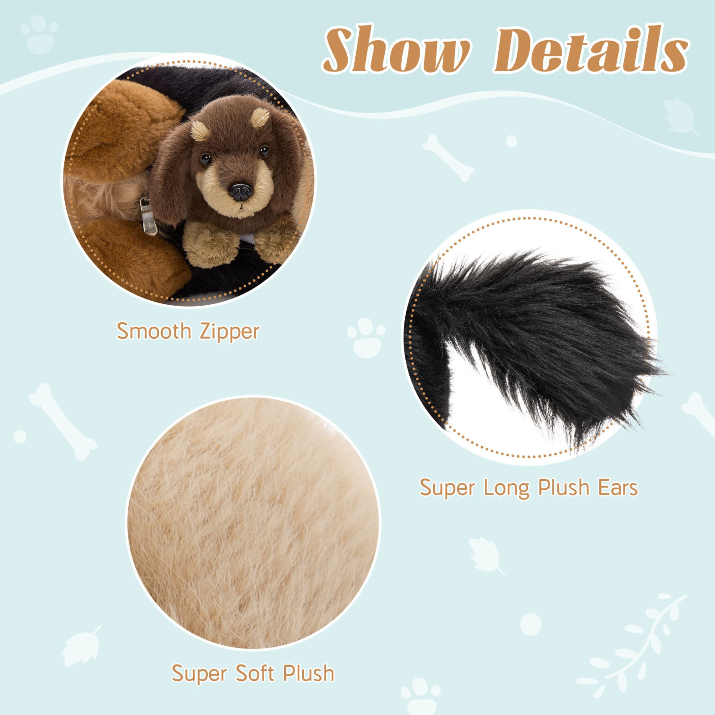 Tezituor 3Pcs Dachshund Stuffed Animal 20.5'' Weiner Dog Plush with 2 Dog Babies Plush Toy