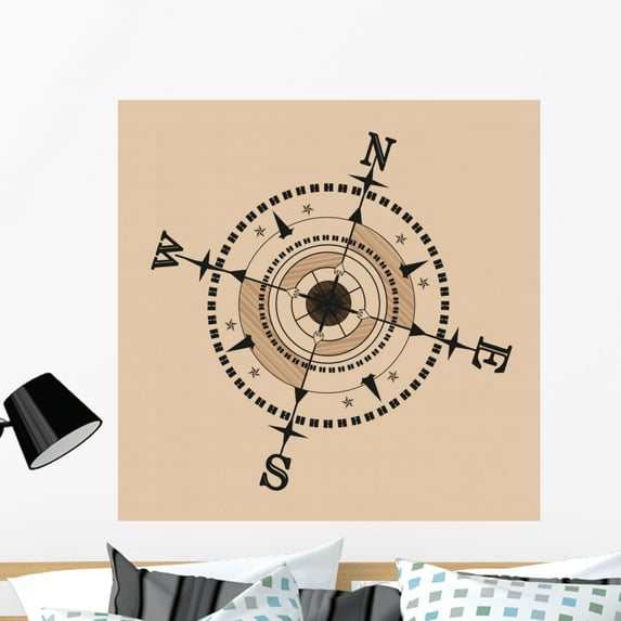 Old Compass Wall Mural by Wallmonkeys Peel and Stick Graphic (36 in W x 36 in H) WM313451