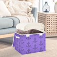 thumbnail image 5 of 40L Lidded Home Storage Bins Foldable Storage Box with Handle for Home Bedroom Closet, Purple Printed, 5 of 7