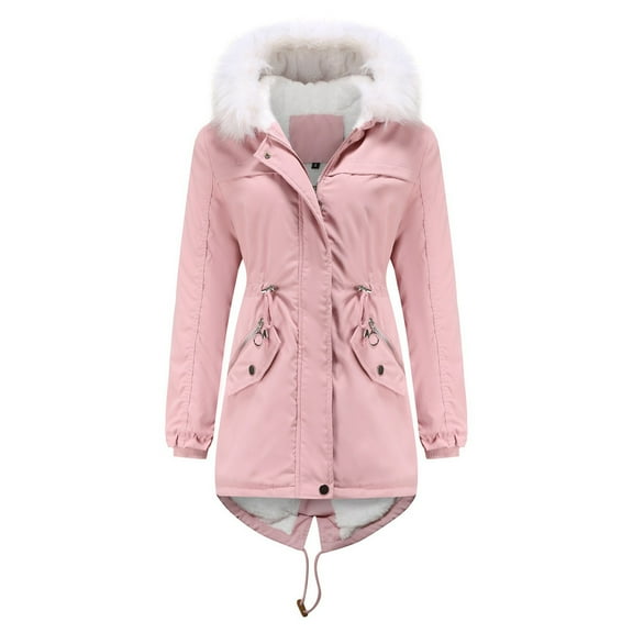 AOOCHASLIY Women Winter Coat Womens Warm Long Coat Hoodies Collar Jacket Slim Winter Parkas Outwear