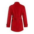 thumbnail image 3 of Women's Double-Breasted Wool Blend Trench Coat Stylish Long Overcoat with Belt and Pockets, Red, 3 of 4