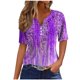 thumbnail image 2 of Fiudx Ofertas y Liquidaciones Top/Camisa con Cuello En V y Manga Corta con Estampado de Rayas para Mujer, 2 of 5