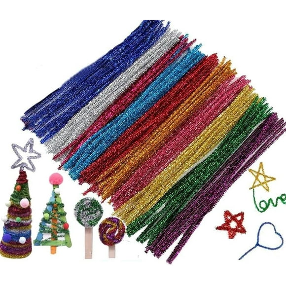 Scheam Glitter Creative Arts Chenille Stem Class Pack,6 mm x 12 Inch, Pack of 100 (Mix)
