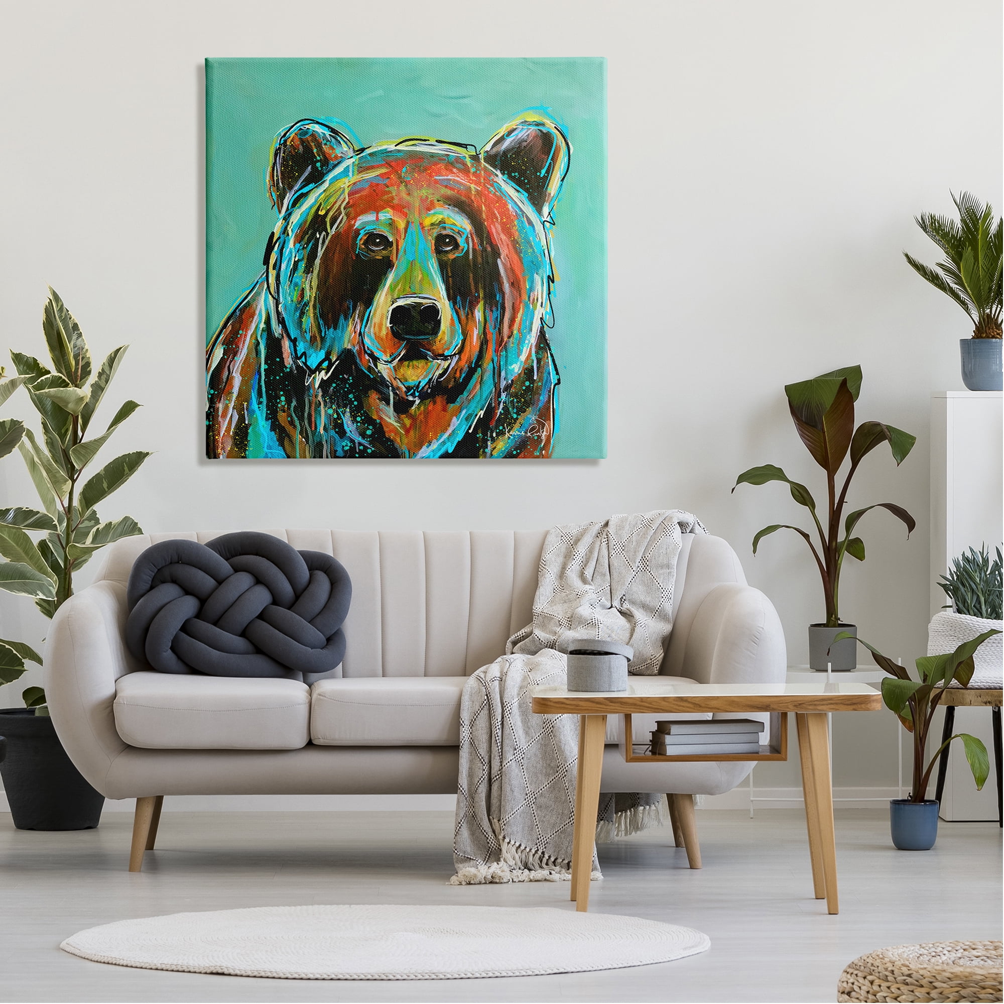 Stupell Industries Modern Bear Abstract Animals & Insects Painting Gallery Wrapped Canvas Art Print Wall Art, 36 x 36
