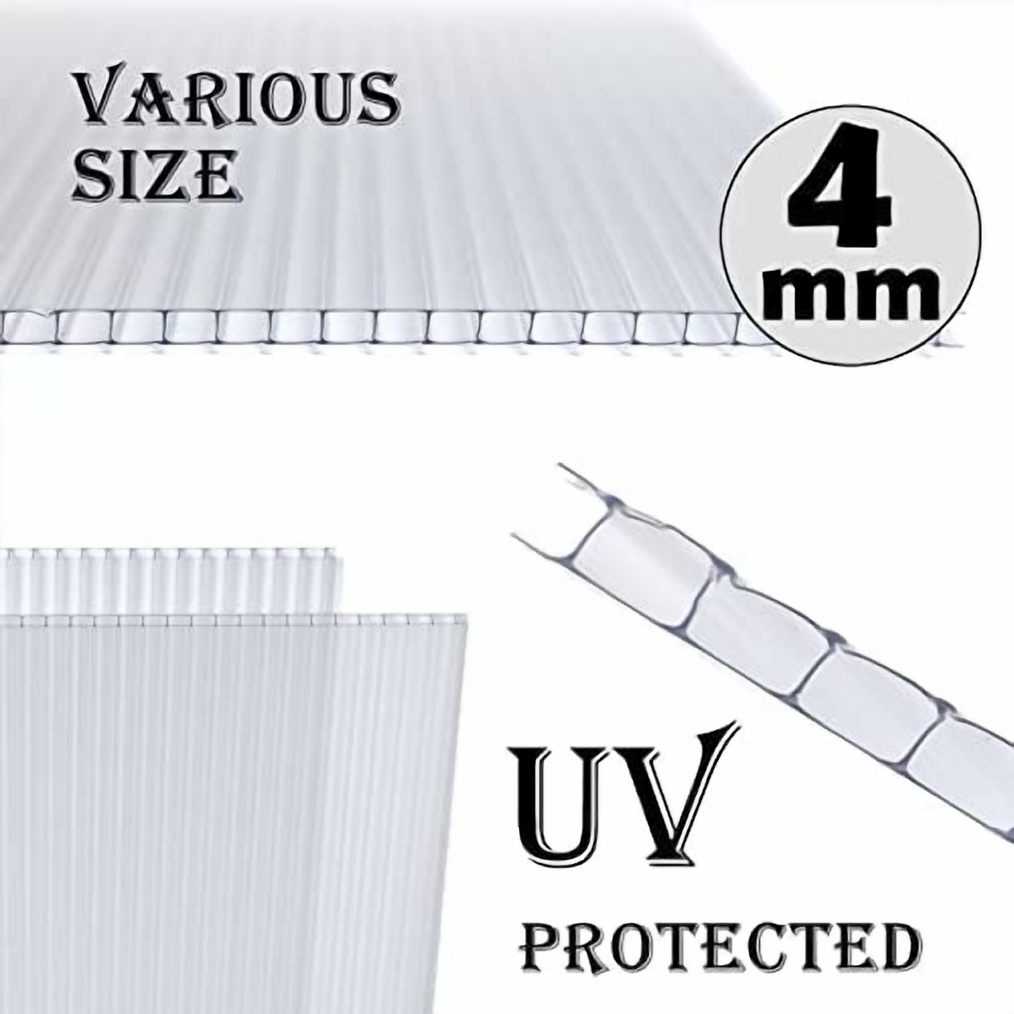 BPS 6Pcs 24"(W) x72(L)×0.16" Polycarbonate Panels, Waterproof UV Protected Reinforced Sheets, Outdoor Garden and Greenhouse Covering, Twin-Wall Clear Sheets