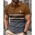 thumbnail image 3 of COSFO Men's Polo Shirts Short Sleeve Striped Mesh Summer Graphic Tees Performance Slim Fit Collared Pullover Moisture Wicking Tops, 3 of 6