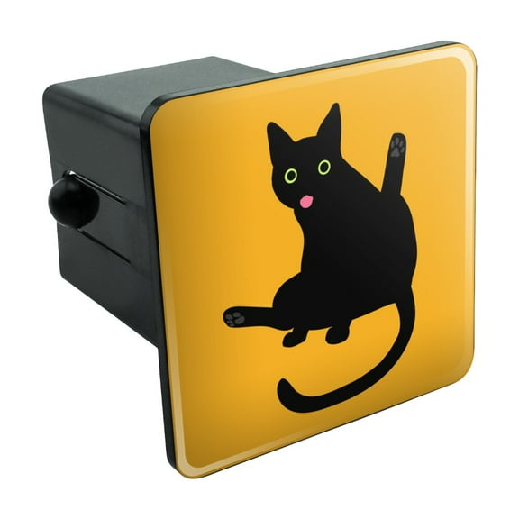 Black Cat Lifting Leg and Licking Tow Trailer Hitch Cover Plug Insert