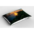 thumbnail image 2 of Ambesonne Tropic Pillow Sham 2 Pack, Sunrise on Ocean Seaside, 36"x20", Green Blue Orange, 2 of 3