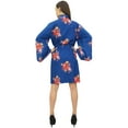thumbnail image 3 of Bimba Women's Floral Print Royal Blue Bridesmaid Sleepwear Kimono Robe - 8, 3 of 4