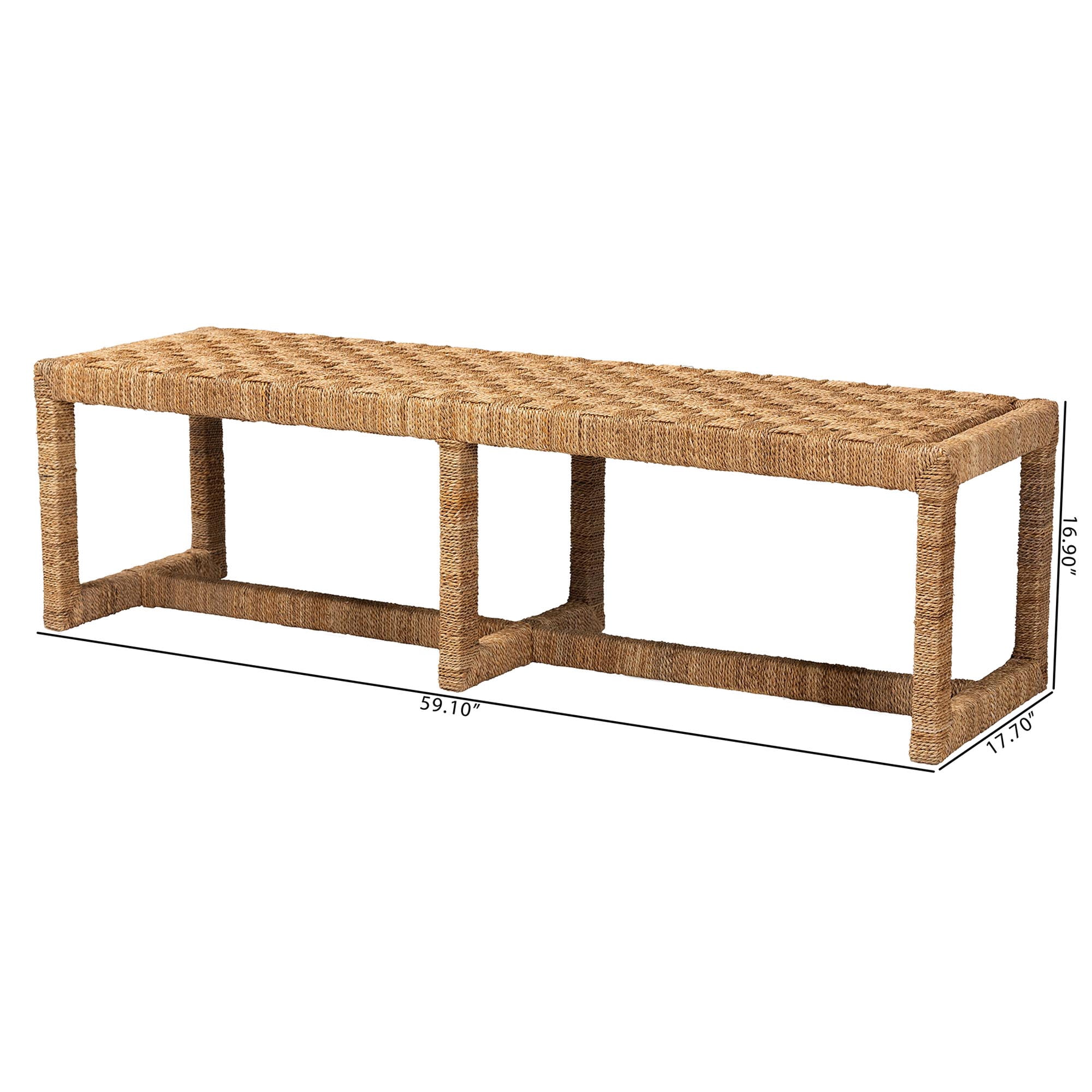 bali & pari Cipally Boho Accent Bench, Natural
